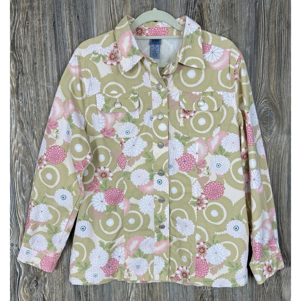 Vtg Cambridge Dry Goods Womens Cotton Floral Jacket Size 12 Cottagecore Mature